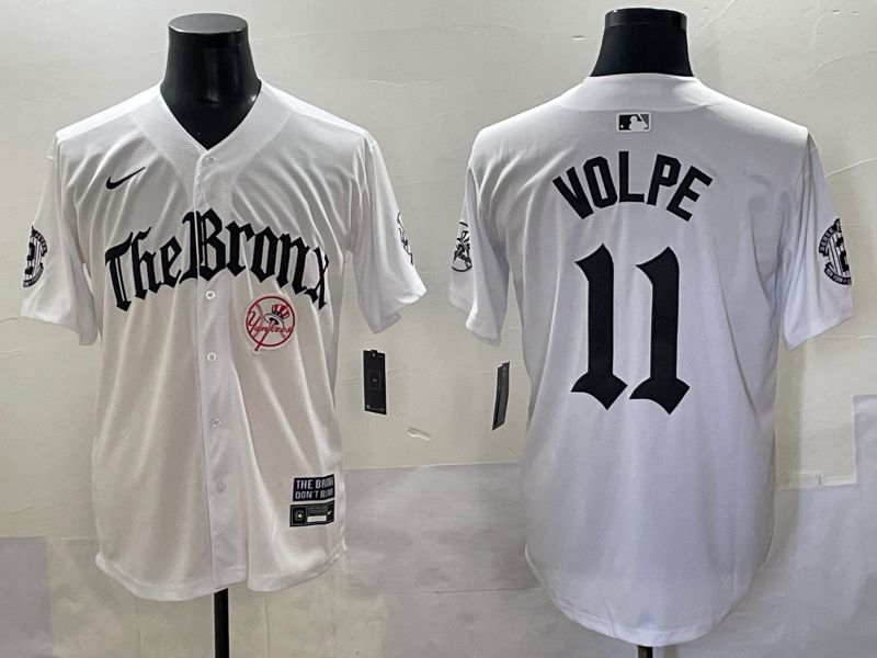Men 2025 New York Yankees #11 Volpe White Five generations Joint Name Nike MLB Jersey style 5->new york yankees->MLB Jersey